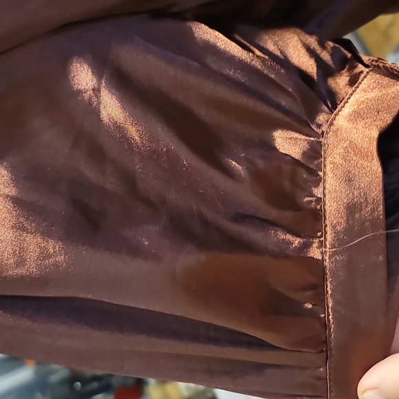 Elegant Brown Satin pintuck short sleeve plus size maxi Dress 2xl - Picture 3 of 4